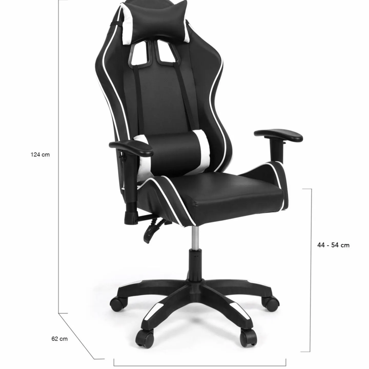 Fauteuil gamer noir et blanc réglable et inclinable accoudoirs pivotants*IDMarket Clearance