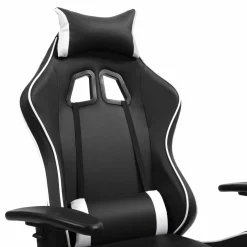 Fauteuil gamer noir et blanc réglable et inclinable accoudoirs pivotants*IDMarket Clearance