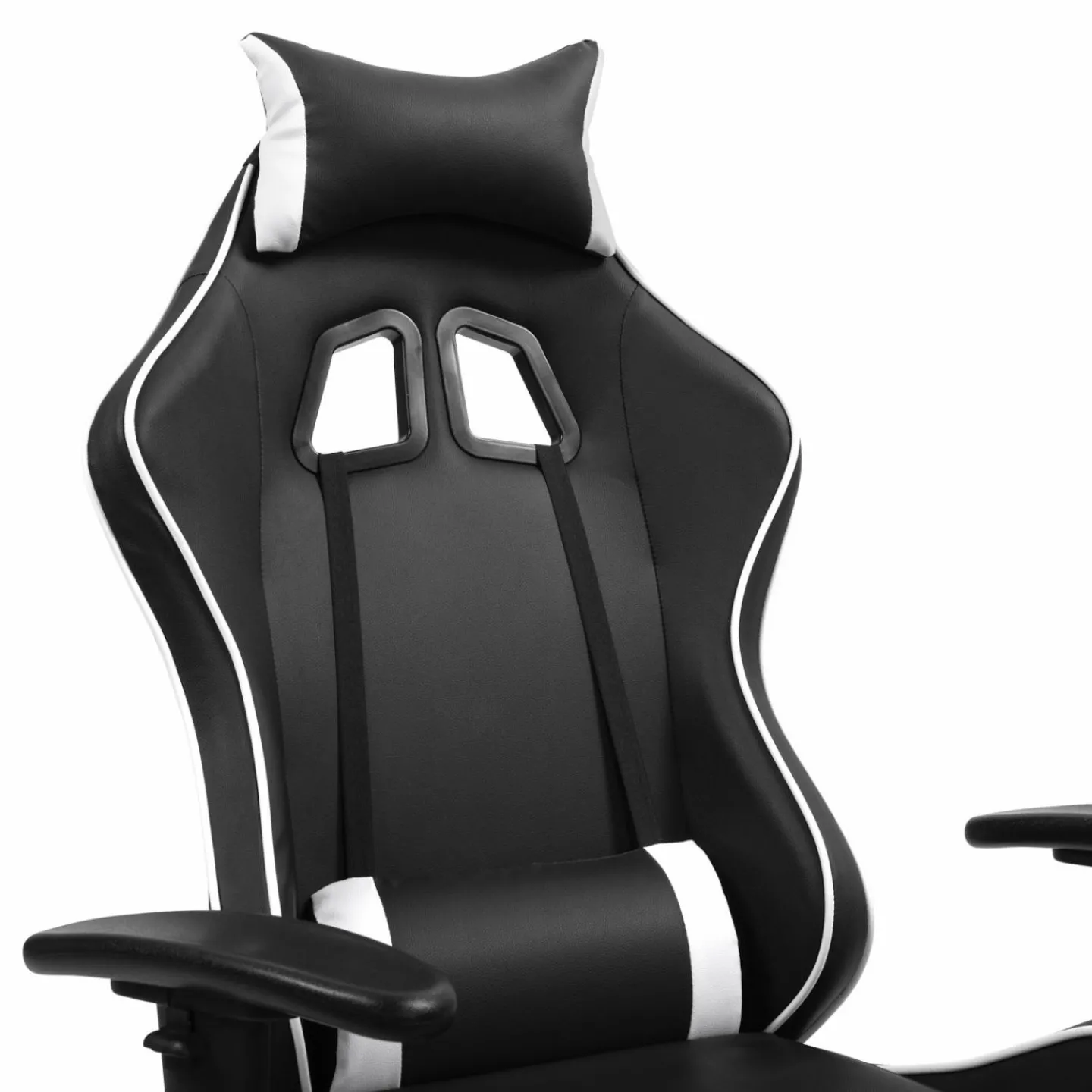 Fauteuil gamer noir et blanc réglable et inclinable accoudoirs pivotants*IDMarket Clearance
