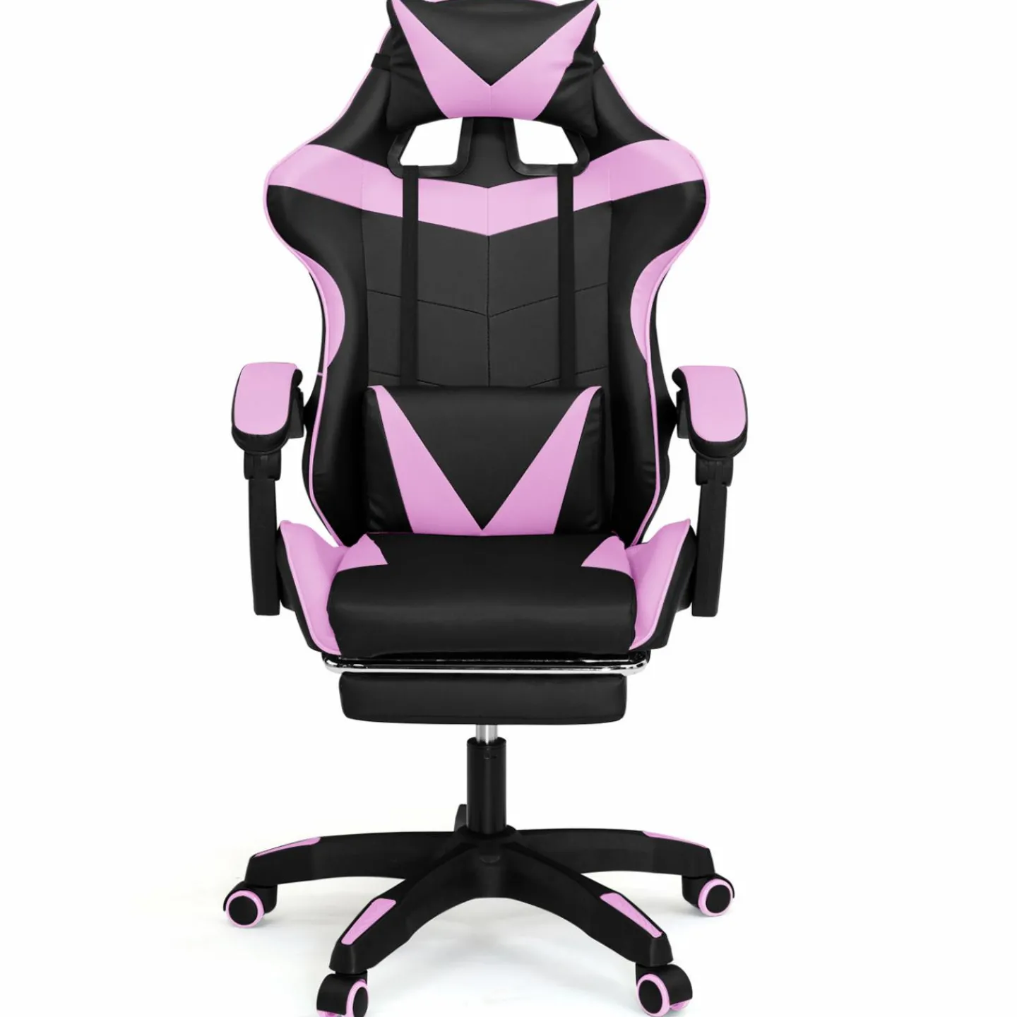 Fauteuil gamer noir et rose avec repose-pied + coussin tête et lombaire*IDMarket Outlet