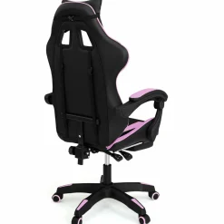 Fauteuil gamer noir et rose avec repose-pied + coussin tête et lombaire*IDMarket Outlet