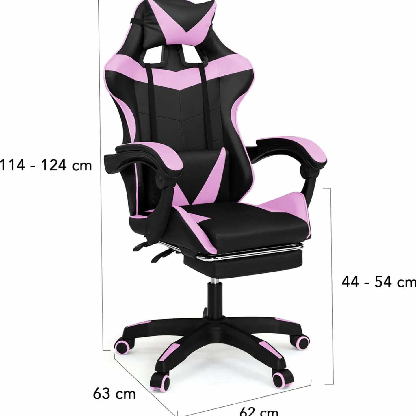 Fauteuil gamer noir et rose avec repose-pied + coussin tête et lombaire*IDMarket Outlet