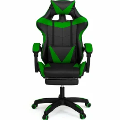 Fauteuil gamer réglable et inclinable avec repose pied et coussins noir et vert*IDMarket Clearance