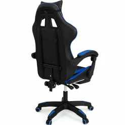 Fauteuil gamer réglable et inclinable avec repose-pied et coussins noir et bleu*IDMarket New