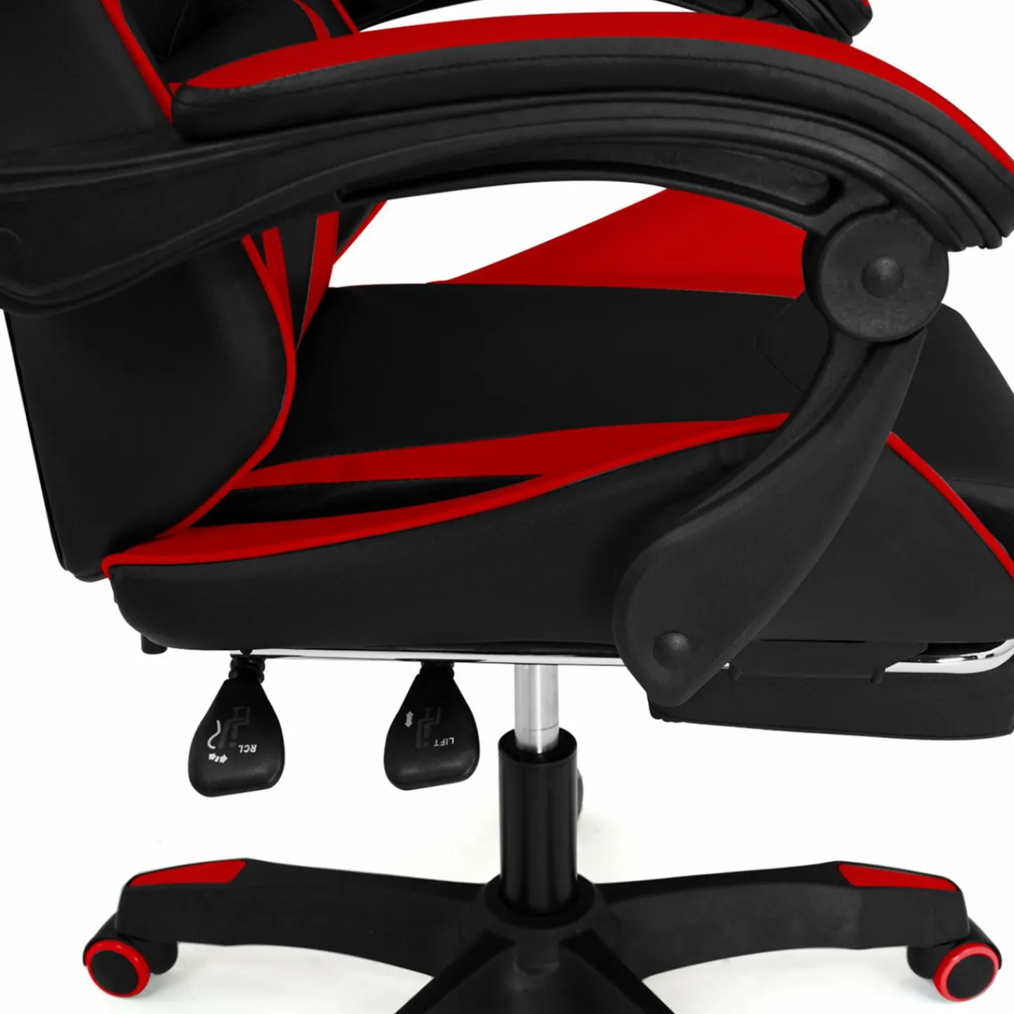 Fauteuil gamer réglable et inclinable avec repose pied et coussins noir et rouge*IDMarket Clearance