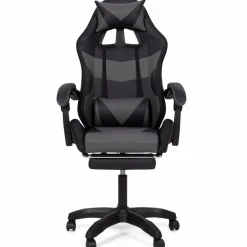 Fauteuil gaming LED noir et gris avec repose-pied, coussin tête + lombaire*IDMarket Clearance