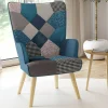Fauteuil patchwork bleu style scandinave*IDMarket Outlet
