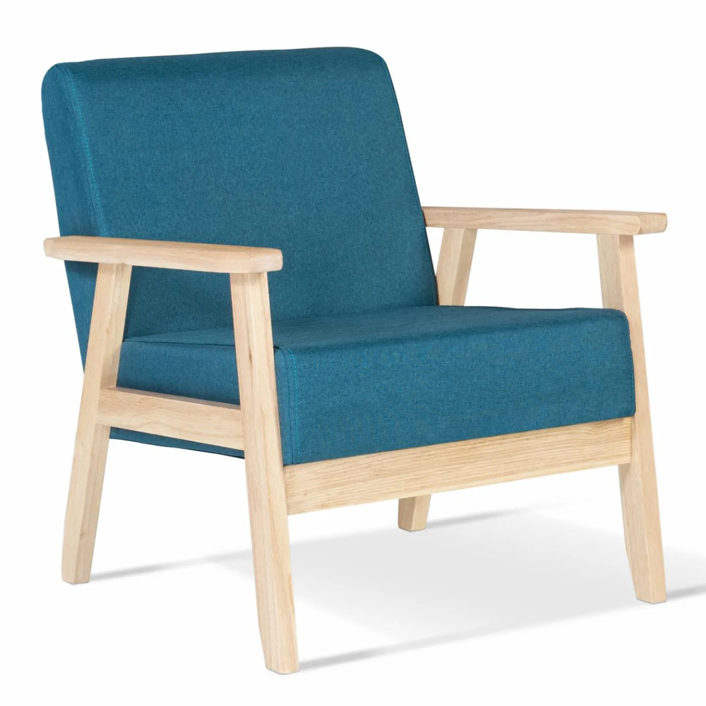 Fauteuil scandinave bois bleu canard*IDMarket Outlet