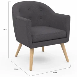 Fauteuil scandinave cabriolet gris anthracite*IDMarket