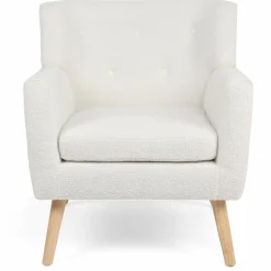 Fauteuil scandinave en tissu bouclette blanc*IDMarket Clearance