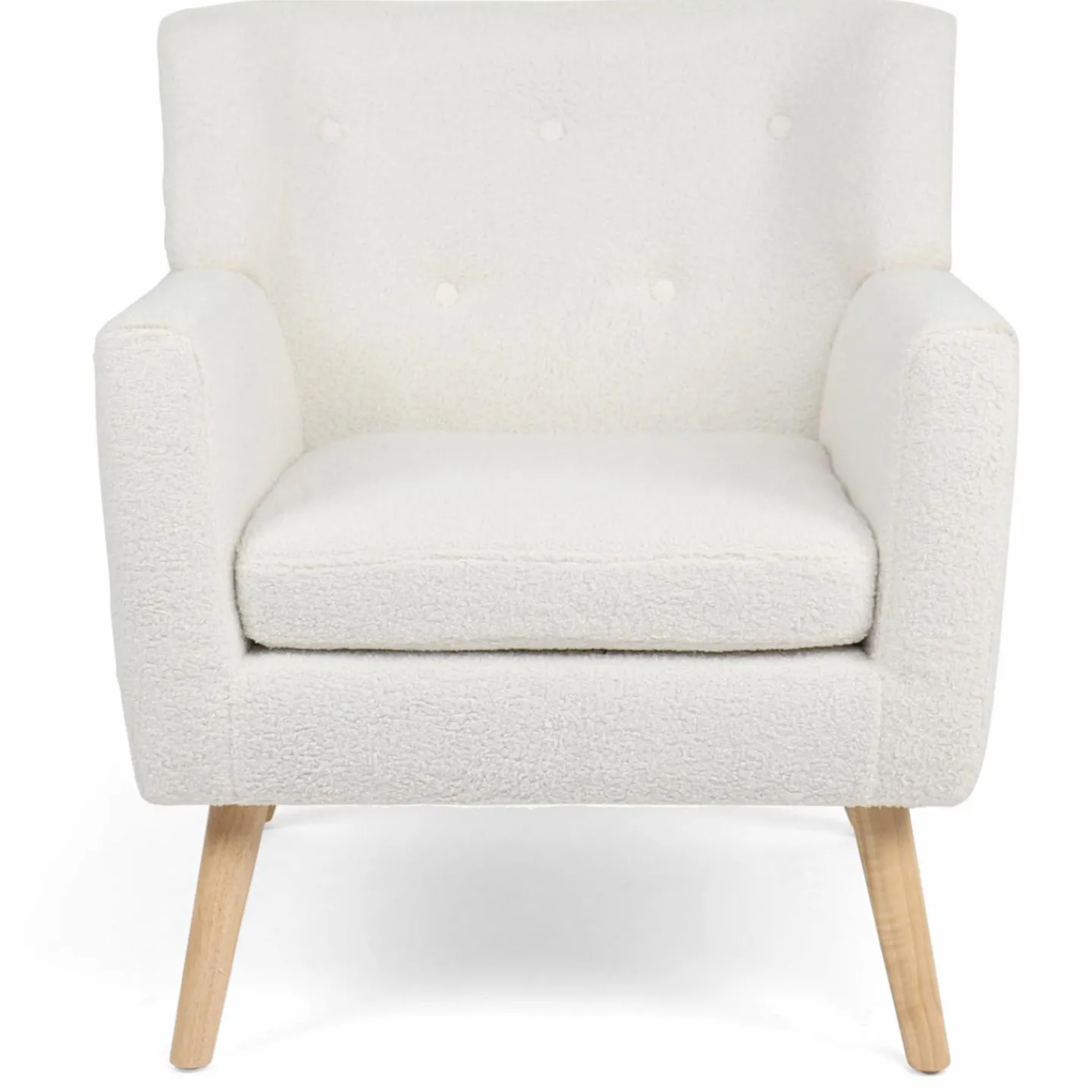 Fauteuil scandinave en tissu bouclette blanc*IDMarket Clearance
