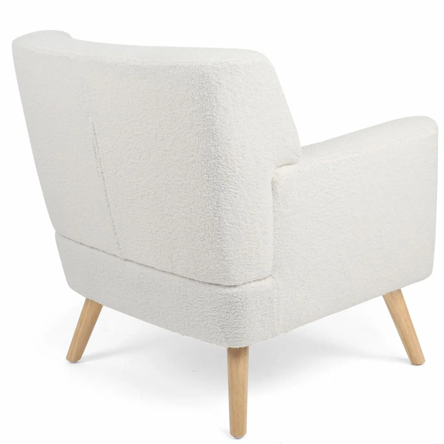 Fauteuil scandinave en tissu bouclette blanc*IDMarket Clearance