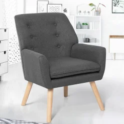 Fauteuil scandinave en tissu gris*IDMarket