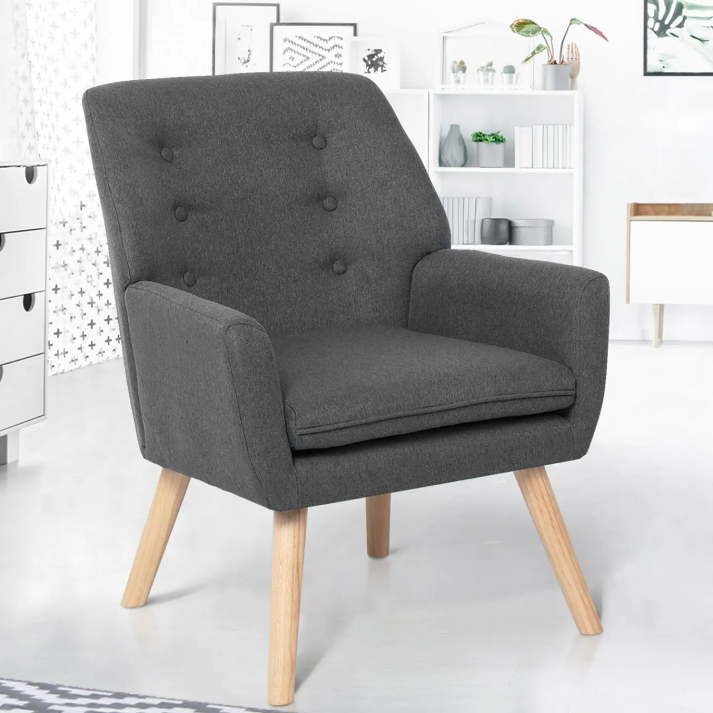 Fauteuil scandinave en tissu gris*IDMarket