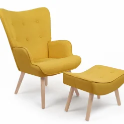 Fauteuil scandinave en tissu jaune*IDMarket Clearance