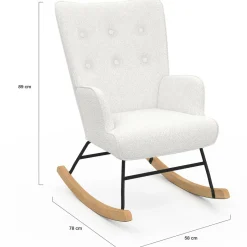 Fauteuil scandinave en tissu à bascule bouclette beige*IDMarket Outlet