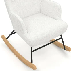 Fauteuil scandinave en tissu à bascule bouclette beige*IDMarket Outlet