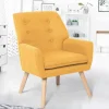 Fauteuil scandinave en tissu jaune moutarde*IDMarket Sale