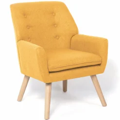 Fauteuil scandinave en tissu jaune moutarde*IDMarket Sale