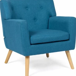 Fauteuil scandinave en tissu bleu canard*IDMarket Hot