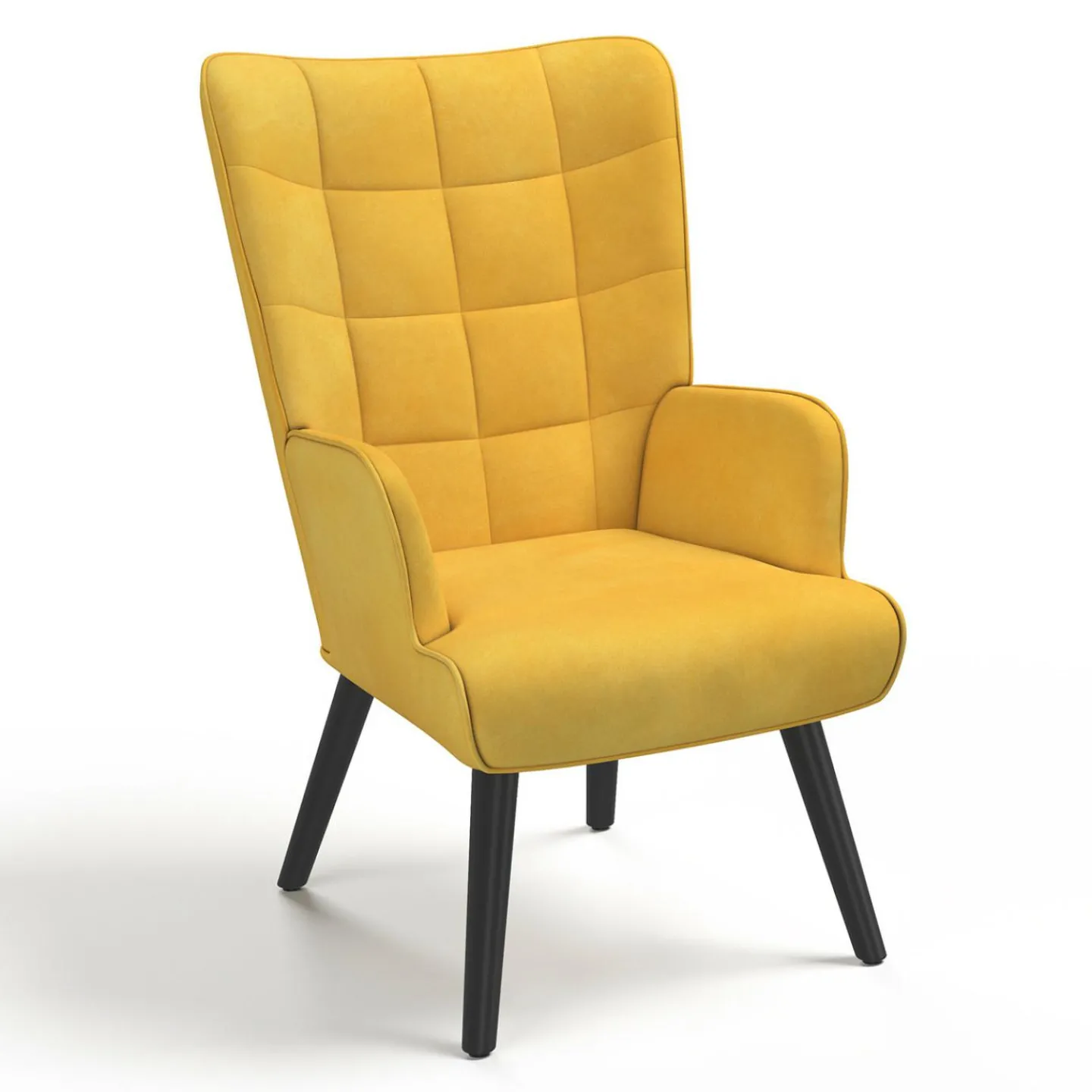 Fauteuil scandinave en velours jaune moutarde*IDMarket Online