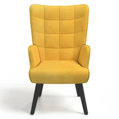 Fauteuil scandinave en velours jaune moutarde*IDMarket Online