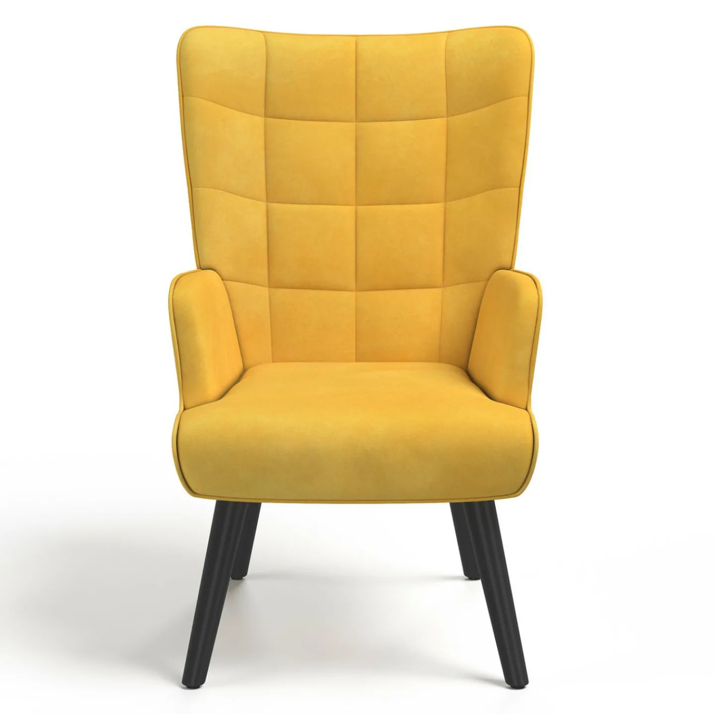 Fauteuil scandinave en velours jaune moutarde*IDMarket Online