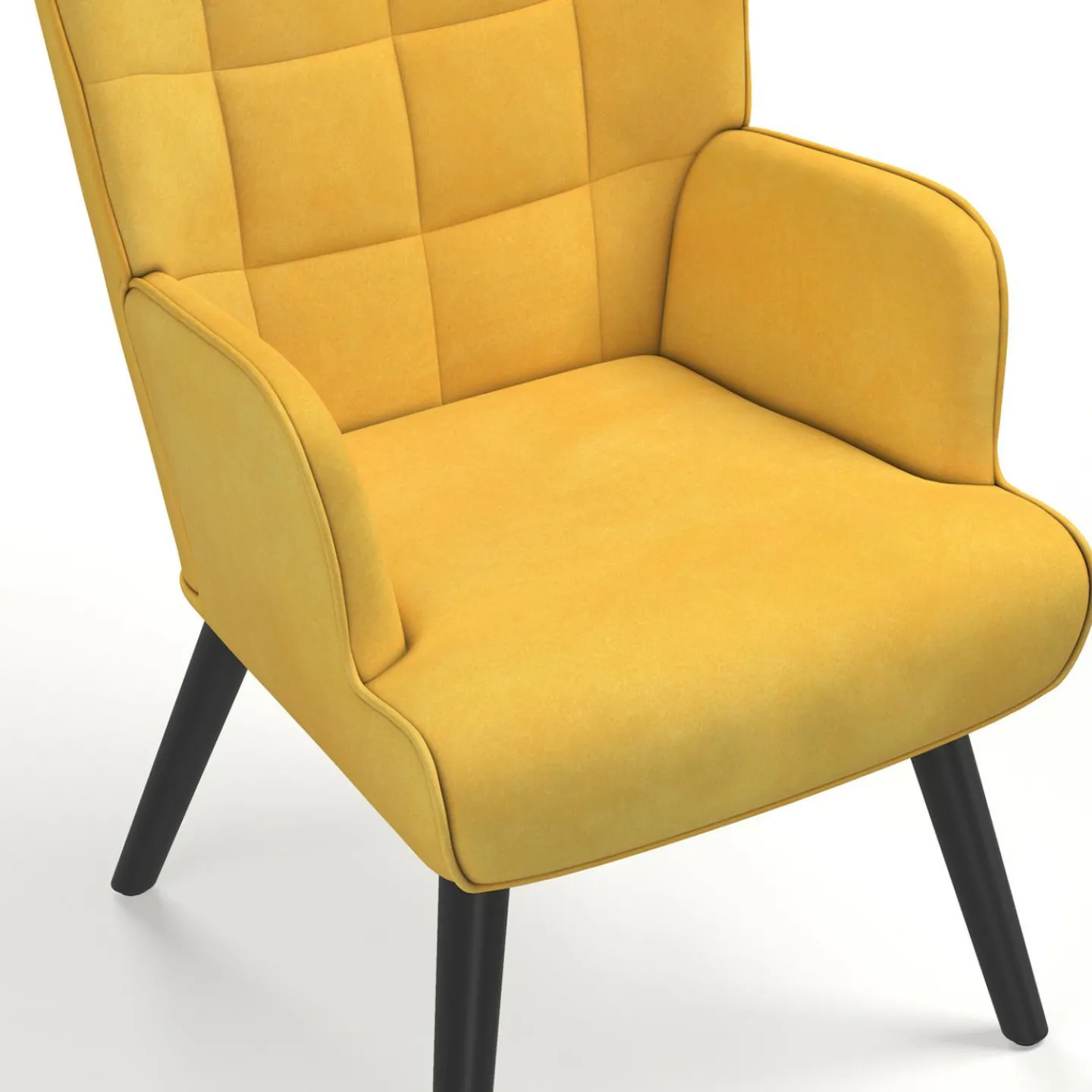 Fauteuil scandinave en velours jaune moutarde*IDMarket Online