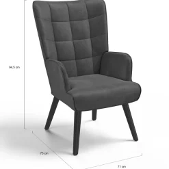 Fauteuil scandinave en velours gris*IDMarket