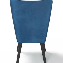 Fauteuil scandinave en velours bleu avec repose-pieds*IDMarket Sale