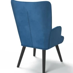 Fauteuil scandinave en velours bleu*IDMarket New