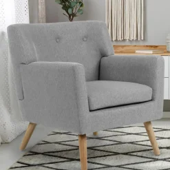 Fauteuil scandinave gris chiné*IDMarket