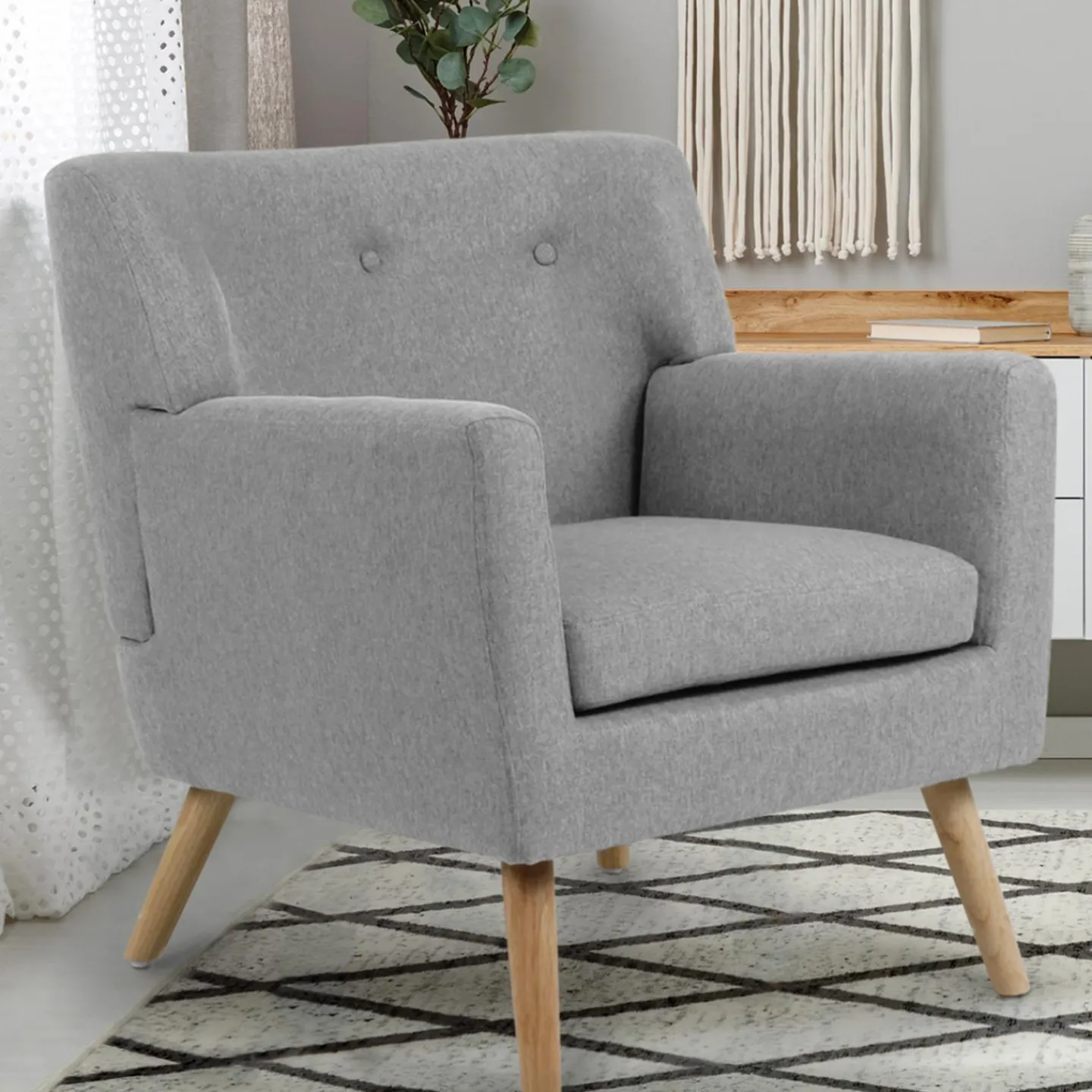 Fauteuil scandinave gris chiné*IDMarket