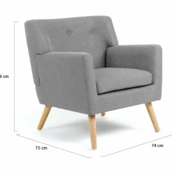 Fauteuil scandinave gris chiné*IDMarket