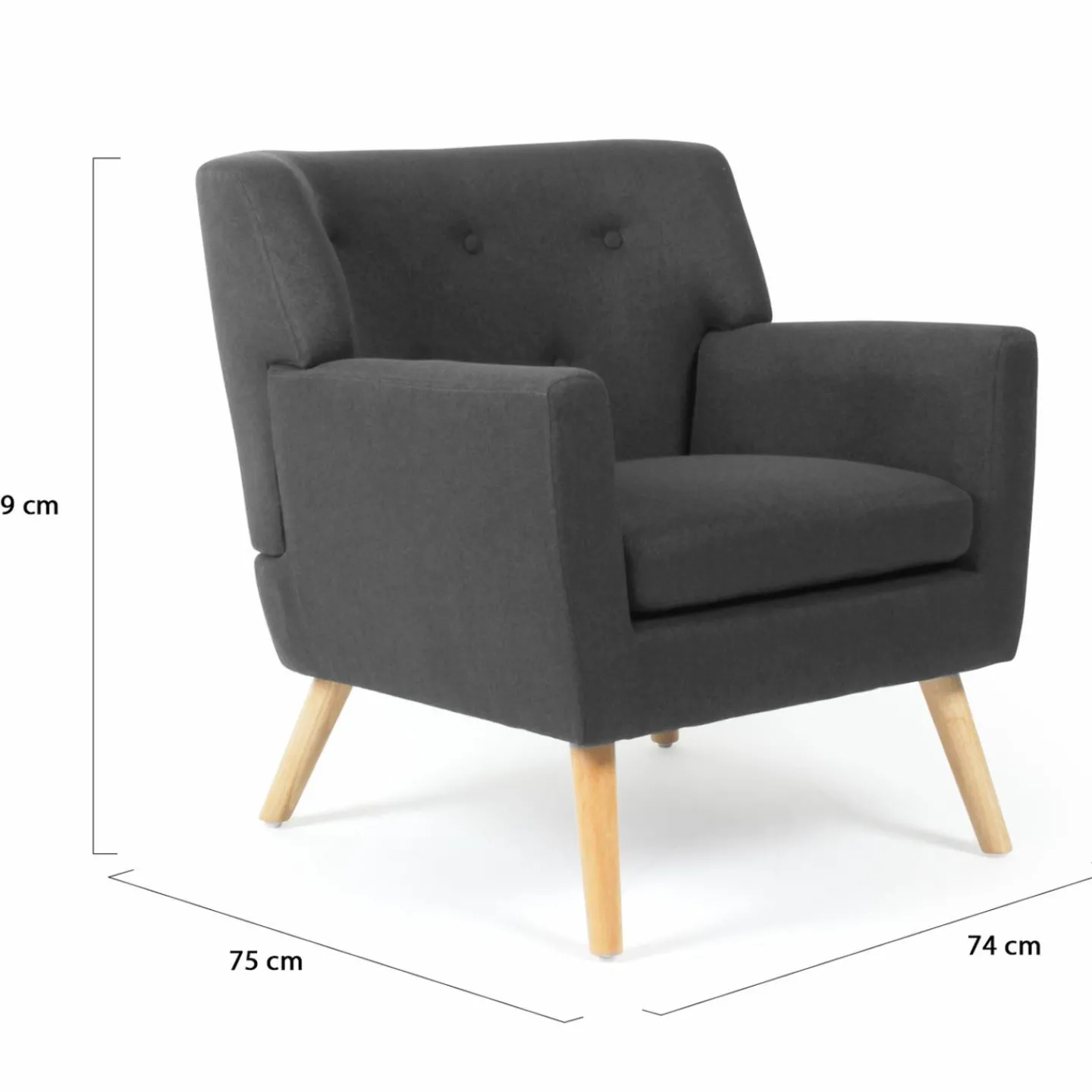 Fauteuil scandinave gris anthracite*IDMarket