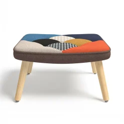 Fauteuil scandinave multicolore imprimé pied de poule avec repose pieds*IDMarket Online