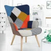 Fauteuil scandinave multicolore et imprimé pied de poule*IDMarket