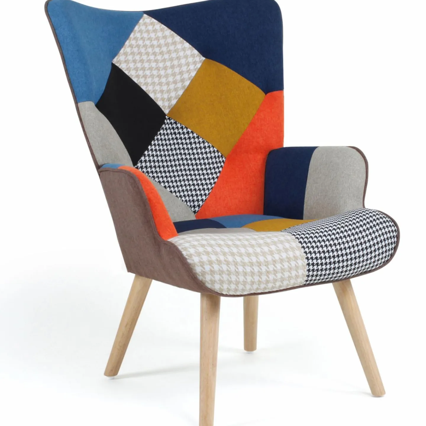 Fauteuil scandinave multicolore et imprimé pied de poule*IDMarket