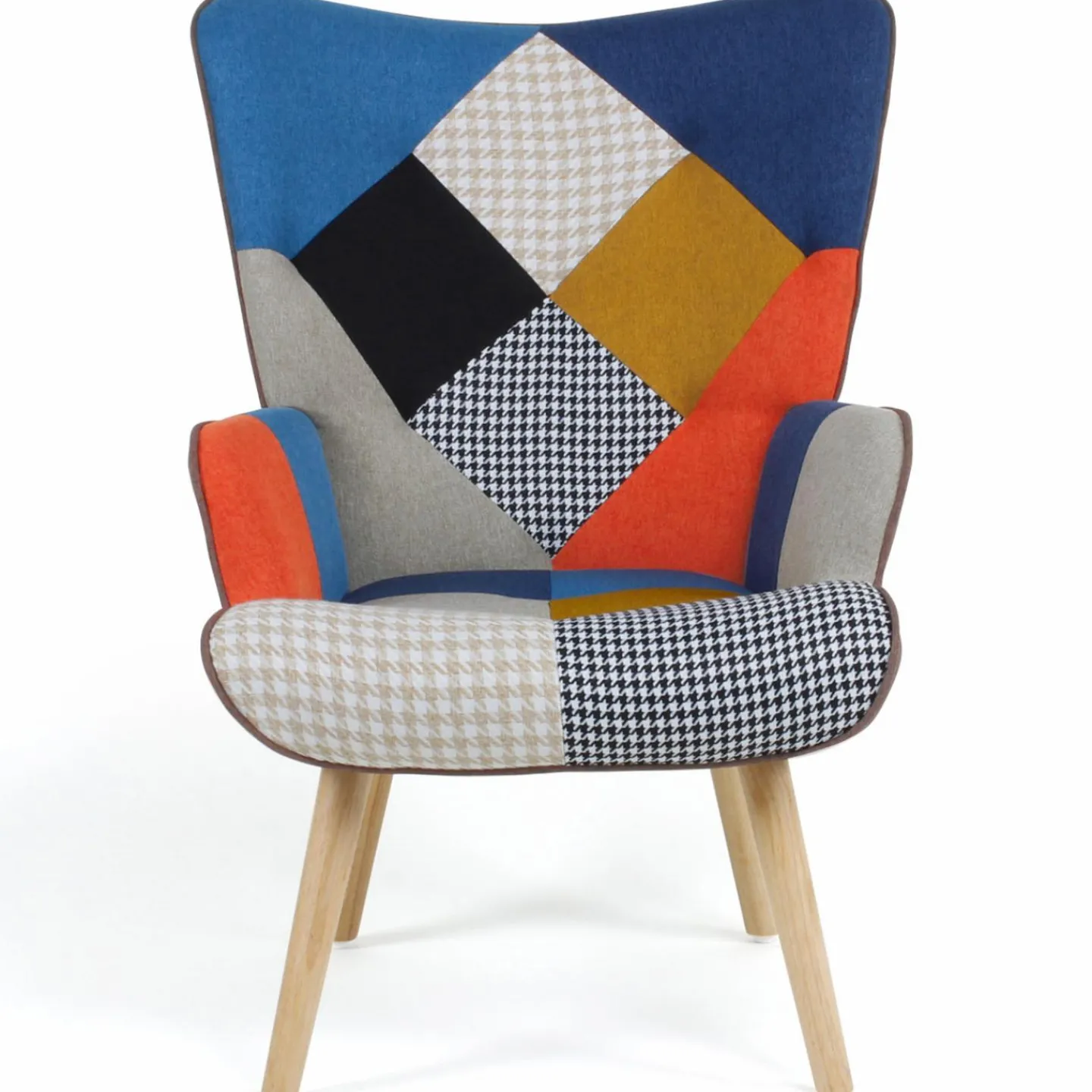 Fauteuil scandinave multicolore et imprimé pied de poule*IDMarket