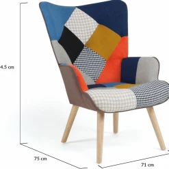 Fauteuil scandinave multicolore et imprimé pied de poule*IDMarket