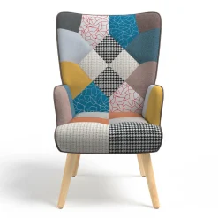 Fauteuil scandinave multicolore avec repose pieds*IDMarket Discount