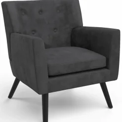 Fauteuil scandinave velours gris anthracite*IDMarket Clearance