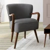 Fauteuil vintage gris avec pieds en bois foncé*IDMarket Online