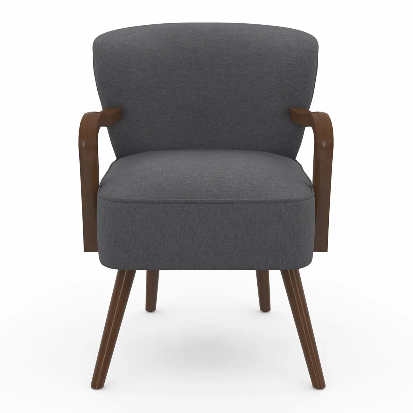 Fauteuil vintage gris avec pieds en bois foncé*IDMarket Online