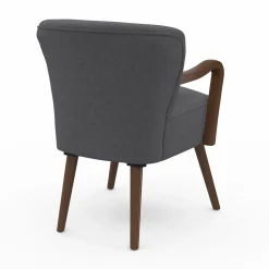 Fauteuil vintage gris avec pieds en bois foncé*IDMarket Online