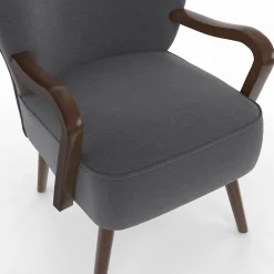 Fauteuil vintage gris avec pieds en bois foncé*IDMarket Online