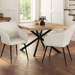 Fauteuils de table en velours côtelé beige : lot de 2*IDMarket Best
