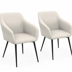 Fauteuils de table en velours côtelé beige : lot de 2*IDMarket Best