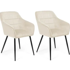 Fauteuils de table en velours beige*IDMarket New