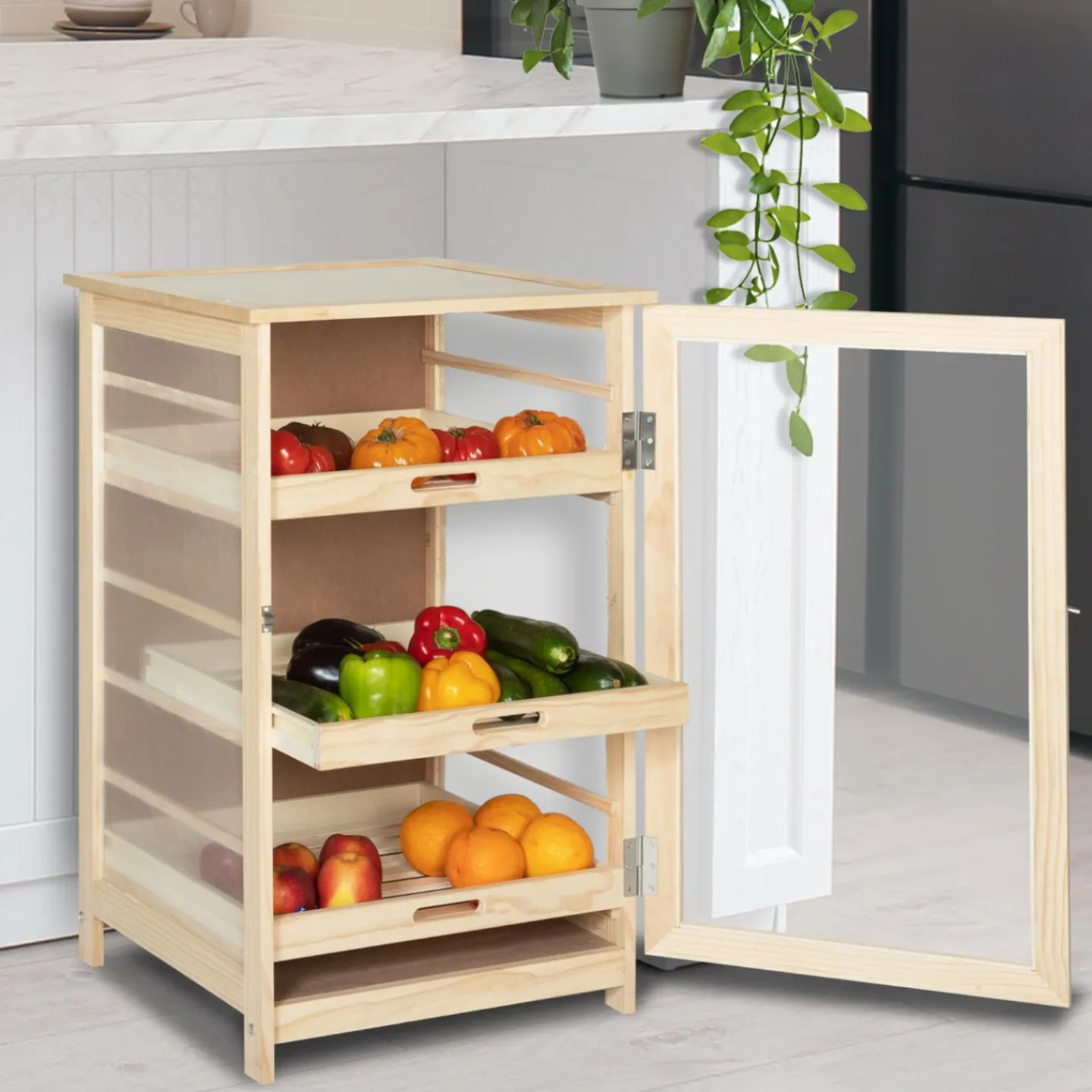 Garde-manger bois pour fruits et légumes*IDMarket Discount